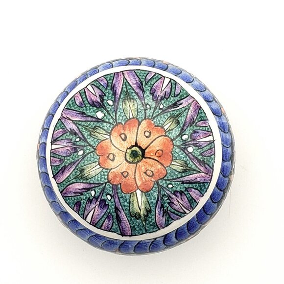 Vtg Sirga Avanos Ceramic Lidded Mini Trinket Box Hand Painted Signed Turkish EUC - Picture 3 of 9